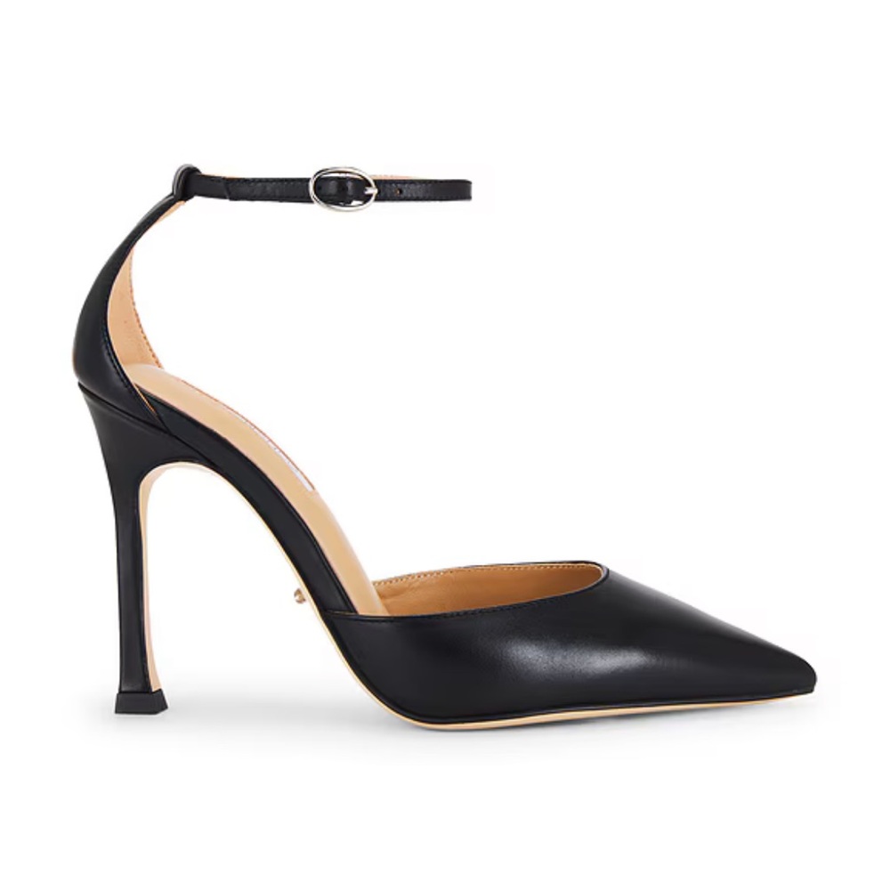 Tony Bianco Black Pointed Toe Ankle Strap Heels